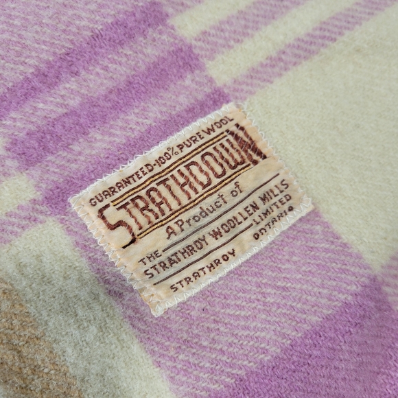 Strathdown,  Wool Blanket 1950s,  Blanket Wool,  Plaid Blanket,  Cottagecore, - Picture 7 of 7